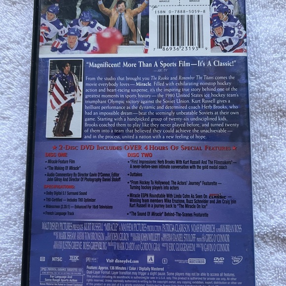 Miracle (DVD, 2004). 2 DIDC EDITION - Picture 2 of 2